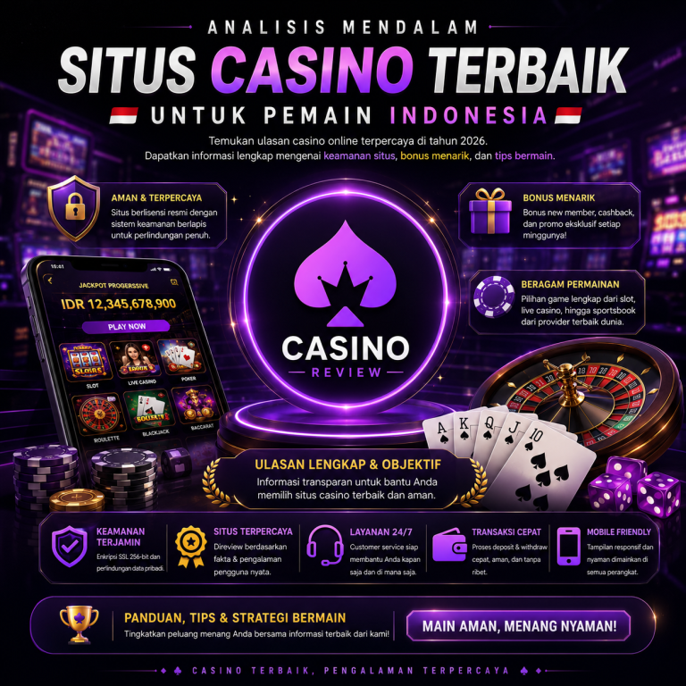 Antarmuka website casino online terpercaya dengan pilihan permainan lengkap untuk pemain Indonesia.