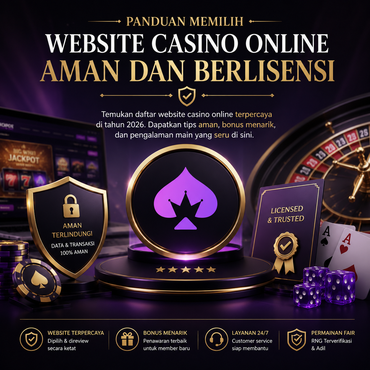 Layar laptop menampilkan website casino online yang aman dan berlisensi untuk kenyamanan pemain.