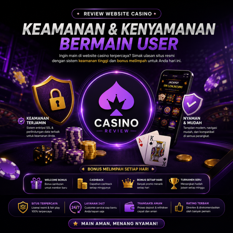 Layar website casino dengan sistem keamanan tinggi dan navigasi mudah bagi pemain.
